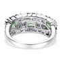 back view of multi color lab grown sapphire cluster rhodium over sterling silver band ring
