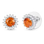 sphalerite and moissanite round halo rhodium over sterling silver stud earrings