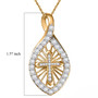 moissanite cross 18k yellow gold over sterling silver pendant necklace shown for size comparison