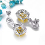 back view of yellow fluorite and white zircon rhodium over sterling silver earrings