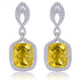 yellow fluorite and white zircon rhodium over sterling silver earrings