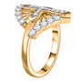 side view of moissanite cross 18k yellow gold over sterling silver ring