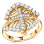 moissanite cross 18k yellow gold over sterling silver ring