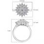 round moissanite cluster ring in rhodium over sterling silver shown for size comparison