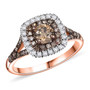 champagne and white diamond 18k rose gold over sterling silver double halo ring