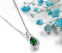 full view of chrome diopside and white zircon necklace in rhodium over sterling silver