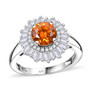 sphalerite and moissanite round halo rhodium over sterling silver ring