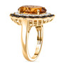 side view of madeira citrine brown and white zircon halo ring in 18k yellow gold over sterling silver