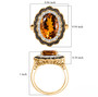 madeira citrine brown and white zircon halo ring in 18k yellow gold over sterling silver shown for size comparison