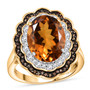 madeira citrine white and brown zircon double halo ring in 18k yellow gold over sterling silver front