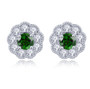 chrome diopside and white zircon round halo studs in rhodium over sterling silver