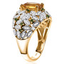 side view of heliodor chrome diopside and zircon statement ring in 18k yellow and rhodium over sterling silver