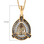 turkizite champagne and white diamond halo necklace in 18k yellow gold over sterling silver shown for size comparison