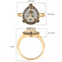 turkizite champagne and white diamond halo ring in 18k yellow gold over sterling silver shown for size comparison