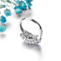 amethyst and citrine or peridot halo trilogy ring in rhodium over sterling silver