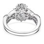 back view of aquamarine blue sapphire and zircon halo ring in rhodium over sterling silver