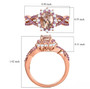 morganite pink sapphire and zircon halo ring in 18k rose gold over sterling silver shown for size comparison
