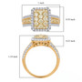 yellow and white diamond cluster halo ring in 14k yellow gold shown for size comparison