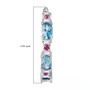blue zircon pink sapphire and moissanite hoop earrings in rhodium over sterling silver shown for size comparison