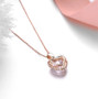 brazilian pink amethyst and white zircon heart halo necklace in 18k rose gold over sterling silver