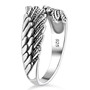 side view of rhodium over sterling silver wing bypass ring