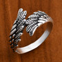 rhodium over sterling silver wing bypass ring shown in a lifestyle photo