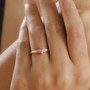 mahenge pink spinel and diamond dainty solitaire ring in 18k rose gold over sterling silver worn on a hand