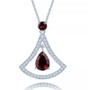citrine iolite or garnet and white zircon necklace in rhodium over sterling silver