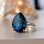 london blue topaz and diamond pear cocktail ring in 10k yellow gold live studio