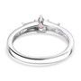 back view of mahenge pink spinel and moissanite dainty solitaire ring in rhodium over sterling silver