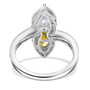 back view of lab grown yellow and white diamond ring in 950 platinum