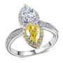 lab grown yellow and white diamond ring in 950 platinum