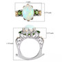 opal chrome diopside and zircon trilogy ring in 18k yellow gold and rhodium over sterling silver shown for size comparison