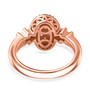 back view of mahenge pink spinel brown and white diamond cluster ring in 18k rose gold and black and white rhodium over sterling silver