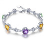 green fluorite citrine amethyst and white zircon bracelet in rhodium over sterling silver