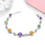 side view of green fluorite citrine amethyst and white zircon bracelet in rhodium over sterling silver