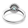 Colombian emerald and diamond halo ring undergallery in 14k white gold