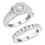 natural white diamond halo bridge wedding ring set in 14k white gold