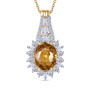yellow zircon and lab diamond oval halo pendant necklace in 10k yellow gold