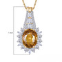 yellow zircon and lab diamond oval halo pendant necklace in 10k yellow gold shown for size comparison