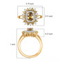 yellow zircon yellow sapphire and white zircon cushion halo ring in 18k yellow gold over sterling silver shown for size comparison