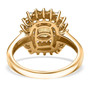 full view of yellow zircon yellow sapphire and white zircon cushion halo ring in 18k yellow gold over sterling silver