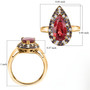 lab grown multi sapphire halo ring in 18k yellow gold over sterling silver shown for size comparison