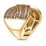 side view of lab grown purple sapphire crossover ring in 18k yellow gold over sterling silver
