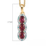 rubellite tourmaline paraiba tourmaline and diamond trilogy pendant necklace in 10k yellow gold shown for size comparison
