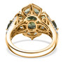 full view of green apatite and white zircon cluster ring in 18k yellow gold over sterling silver