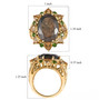 chocolate sapphire citrine and chrome diopside halo cocktail ring in 18k yellow gold over sterling silver shown for size comparison