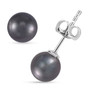 gray tahitian pearl stud earrings in rhodium over sterling silver 9mm