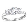 lab white sapphire round trilogy ring in rhodium over sterling silver