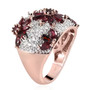 side view of anthill garnet and white zircon cluster ring in 18k rose gold over sterling silver